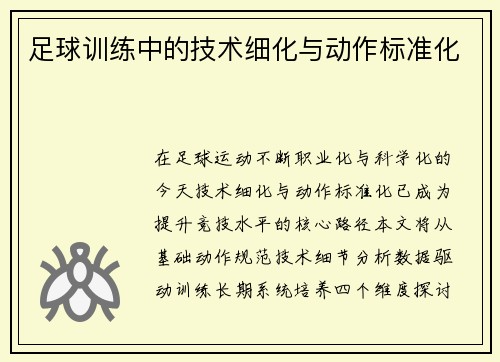 足球训练中的技术细化与动作标准化