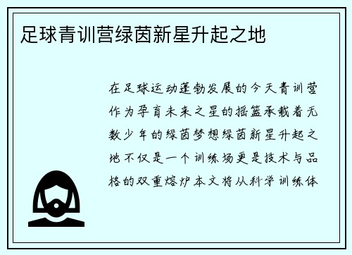 足球青训营绿茵新星升起之地